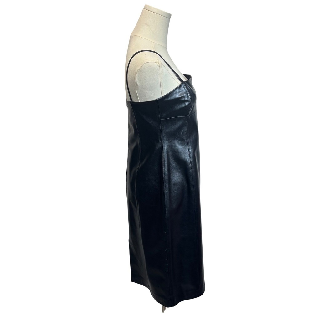 VTG Ralph Lauren Leather Jacket Dress Set Black 90s Moto Biker Cyber Sz 8 Small - Picture 7 of 16